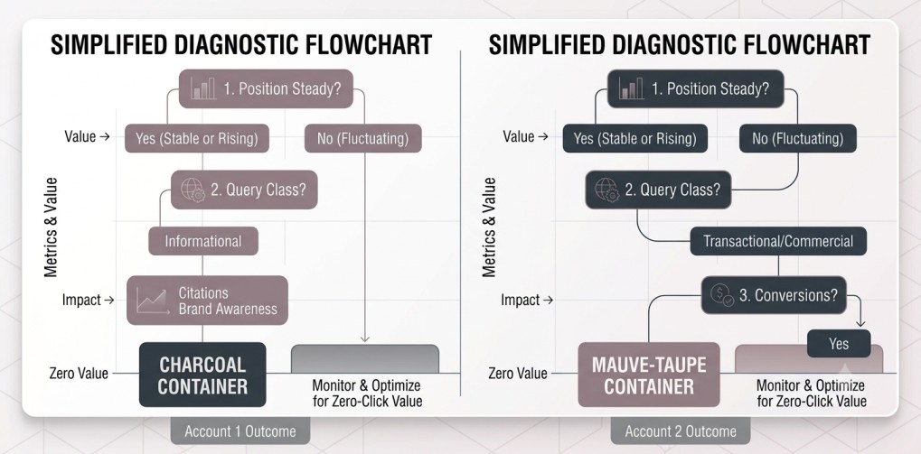 Same chart, two diagnoses: AI absorption versus ranking loss